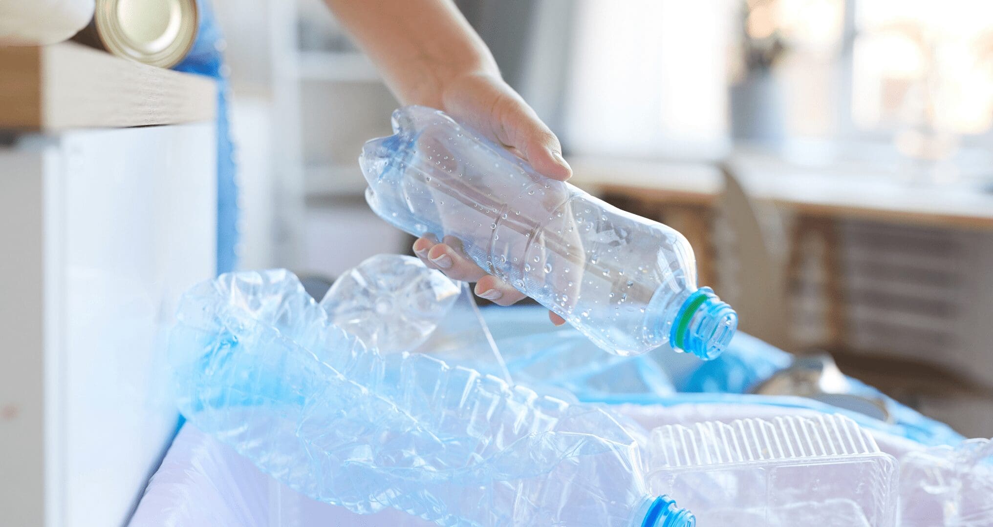 sorting used bottles of water