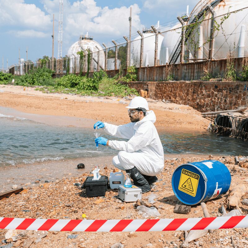 experts-analyze-the-water-in-a-contaminated-environment scientist analyzing water from Rio Grande River