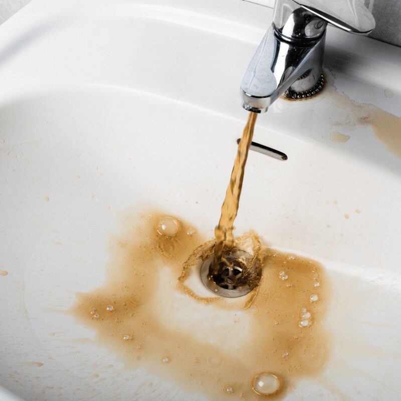 dirty water coming out of the bathroom faucet