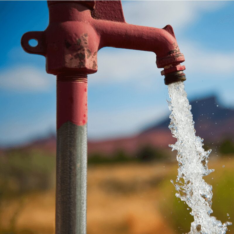 well water coming out of a well faucet